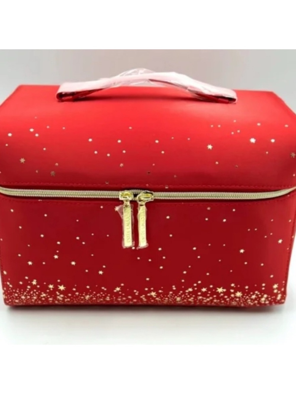 ESTEE LAUDER Red Velvet cosmetic Bag with golden mini stars NWT